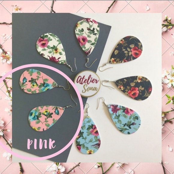 🌸🆕 BOGO 1 LEFT! Pink Floral Tear Drop Earrings! - Picture 2 of 4